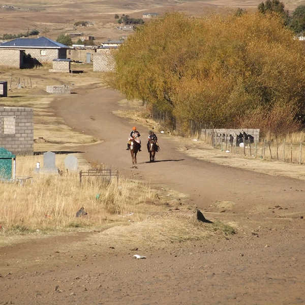 投稿写真／ソトの人たちの、普通な感じの馬での移動が垣間見える風景です。