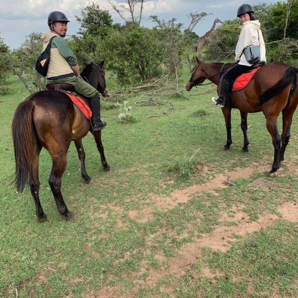 マサイ・マラでの乗馬サファリ。キリンに接近中です！／お客様の投稿写真です。