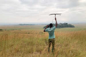 ロペでのメインアクティビティのマンドリルトレッキングへ。発信機で居場所を探ります